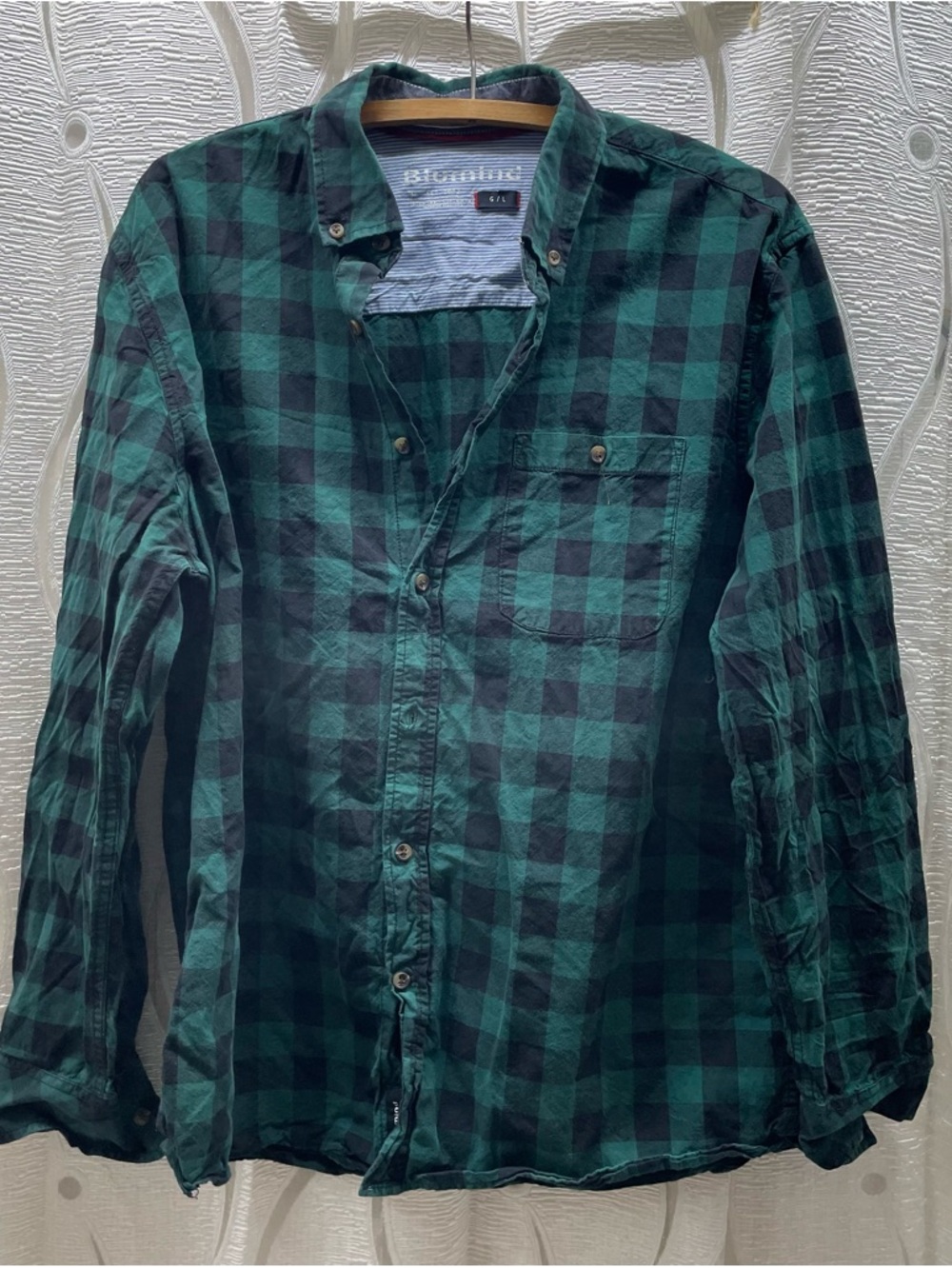 Blumind Button Down Shirt Mens Large Green Black‎ Good Buffalo Plaid BLZ476DAJG